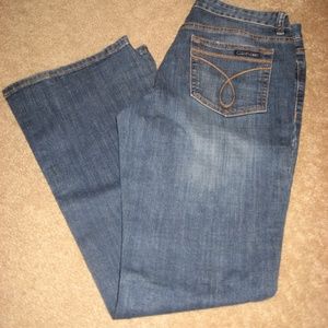 Womens CALVIN KLEIN Stretch Lowrise Flare Jeans 10